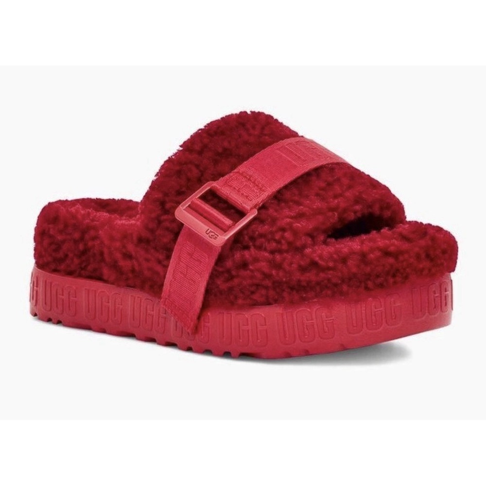 UGG Fluffita Women's Slipper Slide Platform Sandals Ribbon Red 1113475 Size 8 US